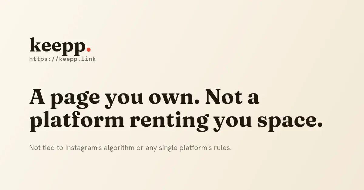 Text graphic reading "A page you own. Not a platform renting you space."