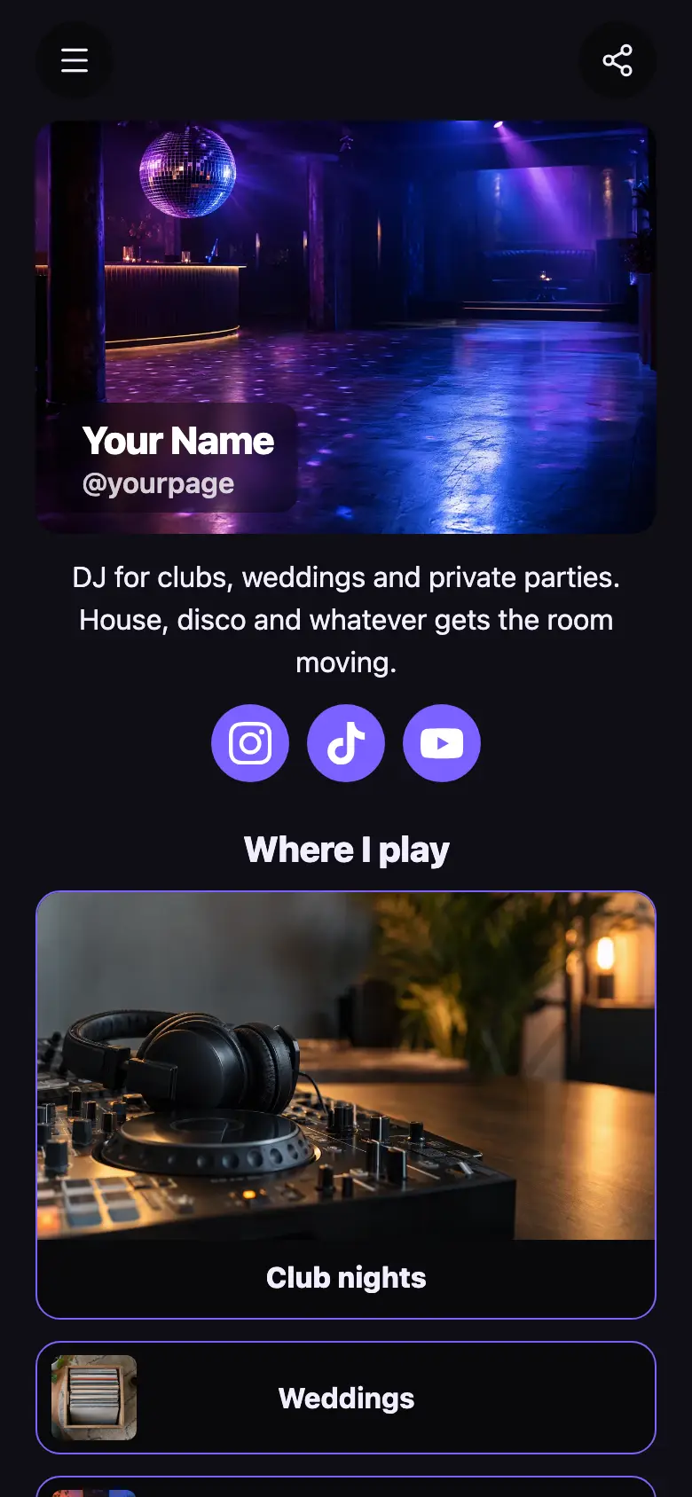 The DJ & Performer template