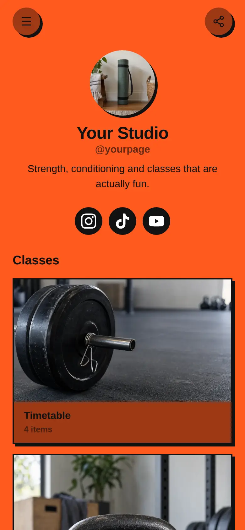 The Fitness Studio template