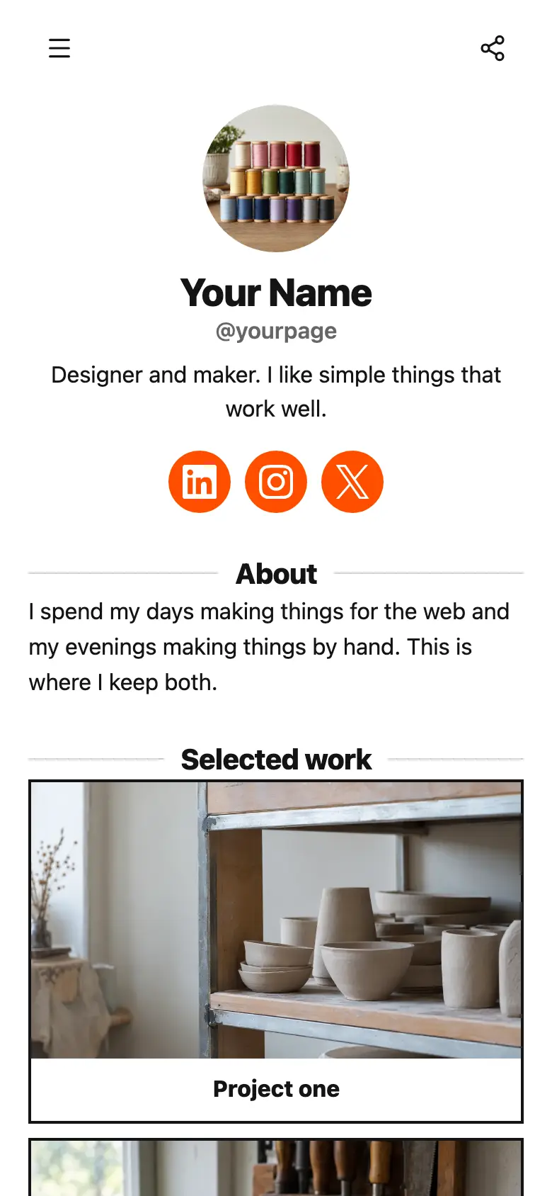 The Personal Site template