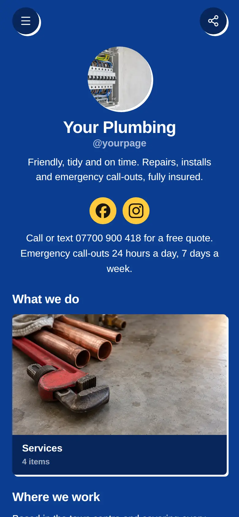 The Plumber & Home Repairs template