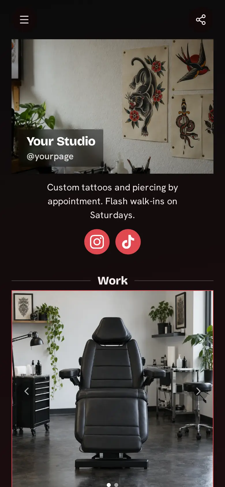 The Tattoo Studio template