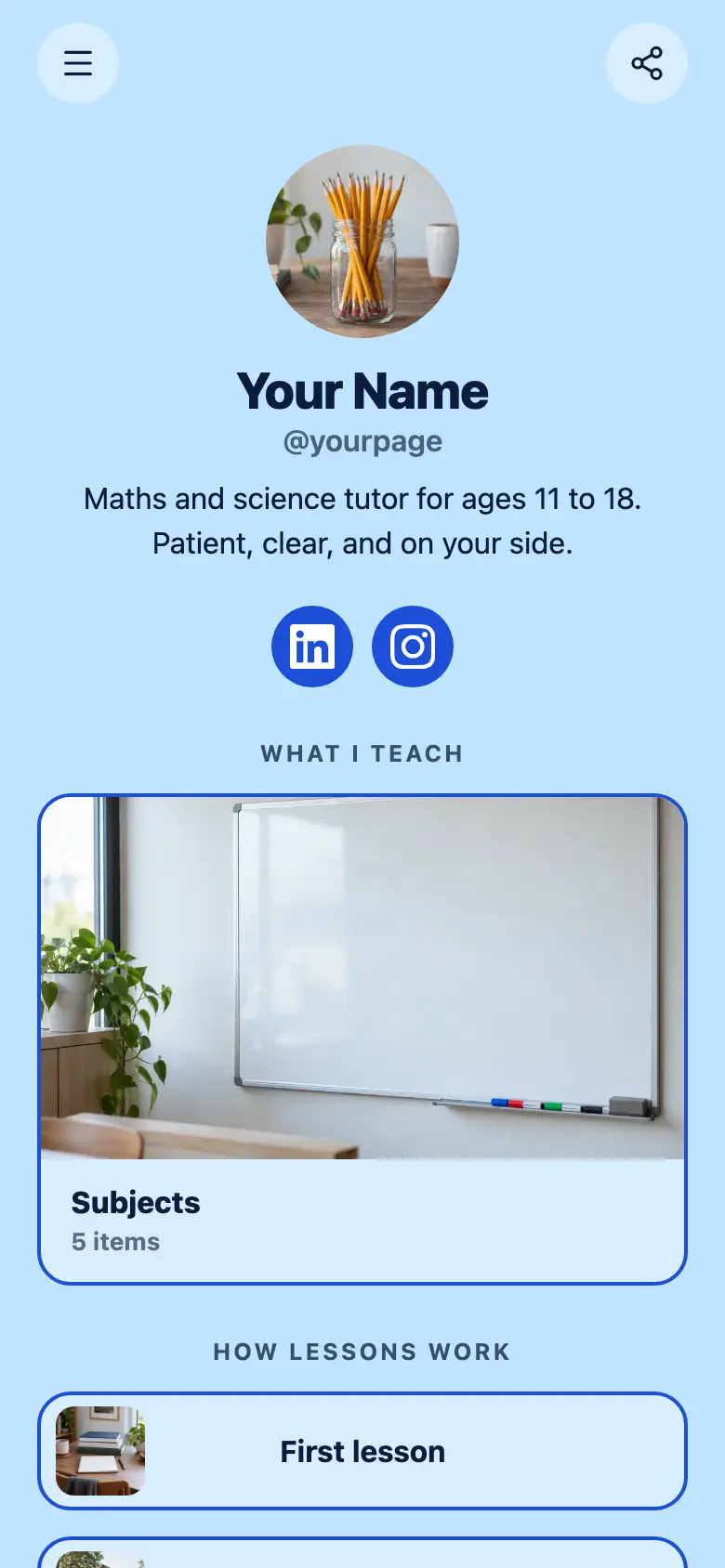 The Tutor & Teacher template